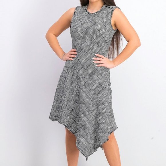 Taylor Dresses & Skirts - Fringe tweed Taylor sleeveless Asymmetrical dress size 10 (303)